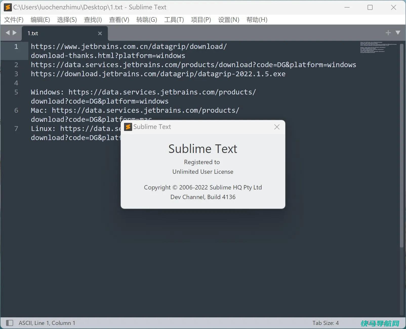代码编辑器 Sublime Text4 Build